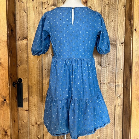Copper Key Small Denim Cottage Prairie Boho Square Beck Dress 100% Cotton - Picture 6 of 10